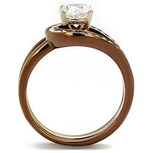Load image into Gallery viewer, Marimor Jewelry Womens 1Ct Cubic Zirconia Rose & Brown Stainless Steel 2 Piece Wedding Ring Set Size 7