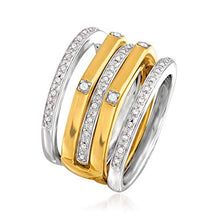 Load image into Gallery viewer, Ross-Simons Set Of 4 .15 ct. t.w. Diamond Stackable Rings in 2-Tone Sterling Silver