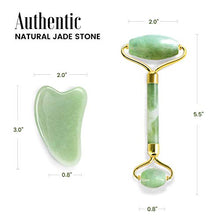 Load image into Gallery viewer, Jade Roller and Gua Sha Set for Beautiful Skin Detox - Facial Body Eyes Neck Massager Tool Reduce Wrinkles Aging - Original Natural Jade Stone