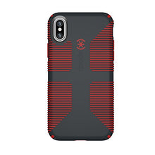 Load image into Gallery viewer, Speck Products CandyShell Grip Cell Phone Case for iPhone XS/iPhone X - Charcoal Grey/Dark Poppy Red