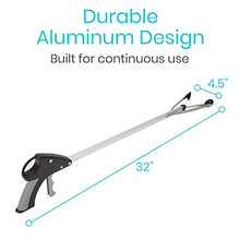 Load image into Gallery viewer, Vive Suction Cup Reacher Grabber - 32" Heavy Duty Mobility Grip Hand Aid - Handle Tool Light Bulb Remover, iPad Pickup, Long Handled Trash Litter Picker, Garbage Garden Nabber Extender - Handicap Arm
