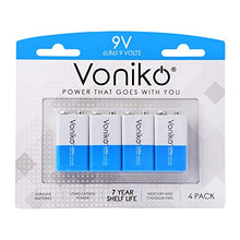 Load image into Gallery viewer, VONIKO 9V Batteries - Alkaline 9V Battery 4 Pack - Ultra Long Lasting with a 7 - Year Shelf Life