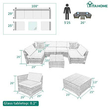 Load image into Gallery viewer, YITAHOME 7 Piece Outdoor Patio Furniture Sets, Garden Conversation Wicker Sofa Set, and Patio Sectional Furniture Sofa Set with Coffee Table and Cushion for Lawn, Backyard, and Poolside