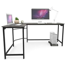 Load image into Gallery viewer, Teraves Modern L-Shaped Desk Corner Computer Desk Home Office Study Workstation Wood & Steel PC Laptop Gaming Table (Small, Black Oak)