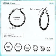 Load image into Gallery viewer, HANPABUM 12 Pairs Stainless Steel Small Round Hoop Earrings for Women Twisted Hoop Earrings Set, 10MM-20MM