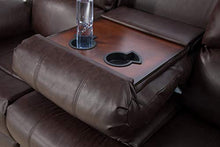 Load image into Gallery viewer, Lifestyle Furniture 3-Pieces Reclining Living Room Sofa Set,Drop Down Table,Bonded Leather,Brown(LS2890-3PC)