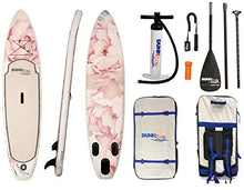 Load image into Gallery viewer, Dunnrite Products Inflatable Stand Up Paddle Board Kit (SUP with Paddle, Backpack Travel Bag, Pump, Fins, & Coiled Leash) (Floral)