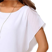 Load image into Gallery viewer, VIISHOW Women's Loose Casual Short Sleeve Chiffon Top T-Shirt Blouse Light Blue XL