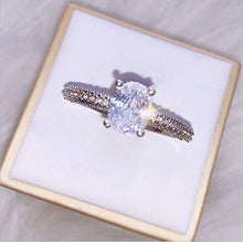 Load image into Gallery viewer, Duan Oval Cut White Topaz Natural Gemstone Ring in Sterling Silver Women Cubic Zirconia 3ct CZ Engagement Wedding Band Ring Size 6-10 (Size 7)