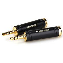 Load image into Gallery viewer, MOBOREST 3.5mm M to 6.35mm F Stereo Pure Copper Adapter, 1/8 Inch Plug Male to 1/4 Inch Jack Female Stereo Adapter, Can be Used for Conversion Headphone adapte, amp adapte, Black Fashion 2-Pack