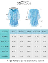 Load image into Gallery viewer, SeSe Code Chiffon Tops for Women Work Casual Summer Ruffle Sleeve Top Sheer Blouses Crew Neck Shirts for Women Dressy Tops for Evening Wear Blue Grey 2XL