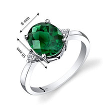 Load image into Gallery viewer, 14K White Gold Created Emerald Diamond Ring 2.50 Carat Oval Cut