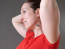 Load image into Gallery viewer, Agate Moss Earrings 3.5" Boutique Green Flower Crystal Healing Energy Gemstone Big Copper Hoop B01