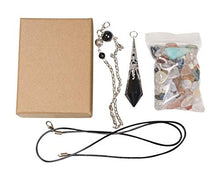 Load image into Gallery viewer, Natural Black Obsidian Pendulum Crystal Quartz Pendant Dowsing Tool,Chakra Reiki Meditation (Black Obsidian-Silver)