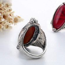 Load image into Gallery viewer, Charming 925 Sterling Silver Cubic Zirconia Ring with Red Synthetic-Turquoise Stone Size 7