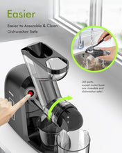 Load image into Gallery viewer, SiFENE Cold Press Juicer Machine, Dual 3" Wide Mouth Slow Masticating Juicer, Anti-Clog Function, Extracts Wheatgrass & Fruit Juice, Easy to Clean, BPA Free for Vegetable and Fruit Juicing, Black