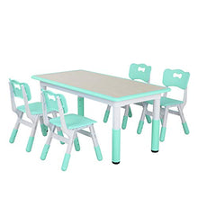 Load image into Gallery viewer, LAZY BUDDY Kids Study Table and Chairs Set, Height Adjustable Plastic Children Art Desk with 4 Seats, Activity Toddler Furniture Gift for Boys & Girls(Paintable Desktop) (47" 5 Sets)