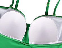 Load image into Gallery viewer, Hilor Women's Flyaway Tankini Top Bandeau Swimsuit Flowy Bathing Suit Swim Tops Green 18