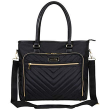 Load image into Gallery viewer, Kenneth Cole Reaction Chelsea Quilted Chevron 15" Laptop & Tablet Business Tote With Removeable Shoulder Strap, Black