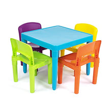 Load image into Gallery viewer, Humble Crew, Blue Table & Red/Green/Yellow/Purple Kids Lightweight Plastic Table and 4 Chairs Set, Square
