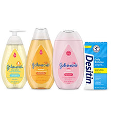 Load image into Gallery viewer, Johnson's First Touch Baby Gift Set, Baby Bath, Skin, & Hair Essential Products, Kit for New Parents with Wash, Shampoo, Lotion, & Diaper Rash Cream, Hypoallergenic & Paraben-Free, 5 Items