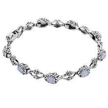 Load image into Gallery viewer, Carolyn Pollack Sterling Silver Blue Lace Agate Gemstone Tennis Bracelet Size Medium