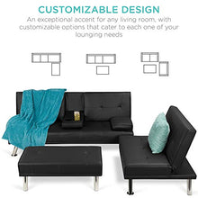 Load image into Gallery viewer, Best Choice Products Faux Leather Upholstery 3-Piece Modular Modern Living Room Sofa Sectional Furniture Set w/Convertible Single & Double Seat Futon Beds, Ottoman, Reclining Backrests - Black