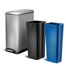 Load image into Gallery viewer, Home Zone Living 13 Gallon Kitchen Trash Can, Dual Compartment Recycle Combo, Slim Stainless Steel, 50 Liter
