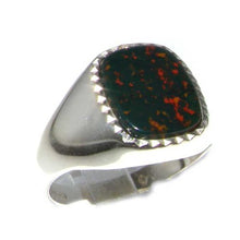 Load image into Gallery viewer, Sterling Silver Mens Cushion Cut Bloodstone Signet Ring - Size 10 - Sizes 8 to 12 Available