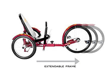 Load image into Gallery viewer, Mobo Cruiser Triton Pro Recumbent Trike. Adult Beach Cruiser Tricycle for Women & Men. Petal 3-Wheel Bike , Red, 28 x 29 x 48 inches (61” extended)