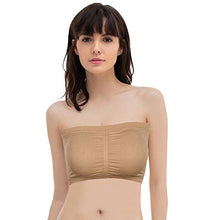 Load image into Gallery viewer, Somewell Women's Bandeau Bra, Basic Layering Seamless Bra Crop Tube Top Bandeau Strapless Brarette Sports Bras, Black+Beige XX-Large