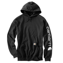Load image into Gallery viewer, Carhartt Men's Midweight Sleeve Logo Hooded Sweatshirt (Regular and Big & Tall Sizes), Black, Large