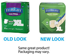 Load image into Gallery viewer, FitRight Ultra Adult Diapers, Disposable Incontinence Briefs with Tabs, Heavy Absorbency, X-Large, 57"-66", 4 packs of 20 (80 total)