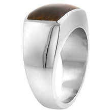 Load image into Gallery viewer, Sterling Silver Tiger Eye Ring for Men Rectangular Domed Solid Back Handmade, Size 13