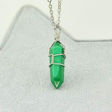 Load image into Gallery viewer, Hand Wired Treated Malachite Gemstone Healing Point Chakra Pendant Necklace