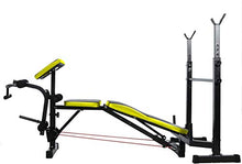 Load image into Gallery viewer, Hicient Olympic Weight Bench for Full Body Workout Exercise, Multifunctional Foldable Lifting Flat, 6 Levels Adjustable Professional Weight Bench Set for Indoor Gym Home Fitness Exercise (Yellow)