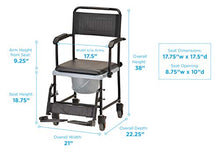 Load image into Gallery viewer, NOVA Medical Products Drop Arm (for Easy User Transfer) Transport Chair Commode, Rolling with Locking Wheels & Removable Padded Seat, Hammertone
