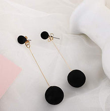 Load image into Gallery viewer, Artificial Hair Ball Dangle Earring For Women Cute Pompom Earring for Women Girl Gifts Present Valentines Birthday Anniversary Mothers Day Christmas(Black)