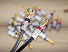 Load image into Gallery viewer, Sewell Silverback Banana Plugs, 24k Gold Dual Screw Lock Speaker Connector, 12 Pairs