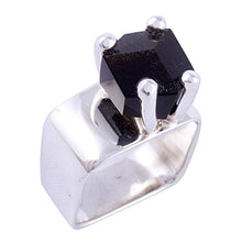 Load image into Gallery viewer, NOVICA Obsidian .925 Sterling Silver Taxco Ring, Facets'
