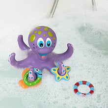 Load image into Gallery viewer, Nuby Floating Purple Octopus with 3 Hoopla Rings Interactive Bath Toy
