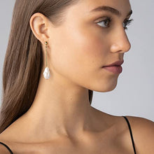 Load image into Gallery viewer, Gold Pearl Drop Dangle Earrings: Long Chain Ball Post Stud White Baroque Vintage Pendant Earring - Hypoallergenic Fashion Dainty Party Jewelry Gift for Women Girls Teens
