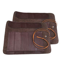 Load image into Gallery viewer, Cabilock Durable 2 Pcs Seal Cutting Tools Knives Roll Up Bag Carving Pocket Knives Leather Bag Multi-Pockets Storage Organizer (Brown)