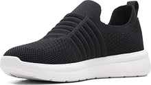 Load image into Gallery viewer, Clarks Women's Ezera Walk Sneaker, Black Knit, 10 Wide