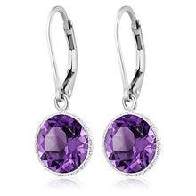 Load image into Gallery viewer, Gem Stone King 925 Sterling Silver Purple Amethyst Leverback Dangle Earrings For Women 8.00 Ctw Beautiful Gemstone Birthstone