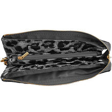 Load image into Gallery viewer, Humble Chic Vegan Leather Wristlet Wallets for Women, Phone Clutch or Small Purse Crossbody Bag, Black & White Leopard Print, Dark Grey, Light Gray, Monochrome, Neutral, Animal Printed, Cheetah
