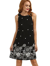 Load image into Gallery viewer, Romwe Women's Summer Sundress Floral Printed Sleeveless Casual A Line Dress Black S