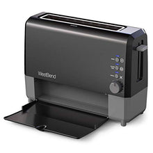 Load image into Gallery viewer, West Bend 77224 QuikServe Slide Through Wide Slot Toaster with Cool Touch Exterior and Removable Crumb Tray, 2-Slice, Black