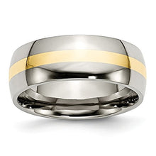 Load image into Gallery viewer, ICE CARATS Titanium 14k Yellow Inlay 8mm Wedding Ring Band Size 11.50 Precious Metal Fine Jewelry for Women Gifts for Her
