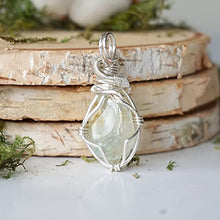 Load image into Gallery viewer, Raw Topaz Necklace - Light Blue Topaz Pendant - November Birthstone Jewelry - Silver Necklace - 24 Inch Silver Chain - Gift for Women - Gift Box